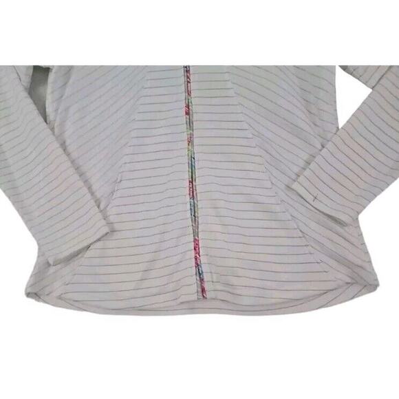 Pebble Beach Gray Dry Luxe Performance Zip-Up Jacket Women Size XL White Striped - Picture 8 of 10